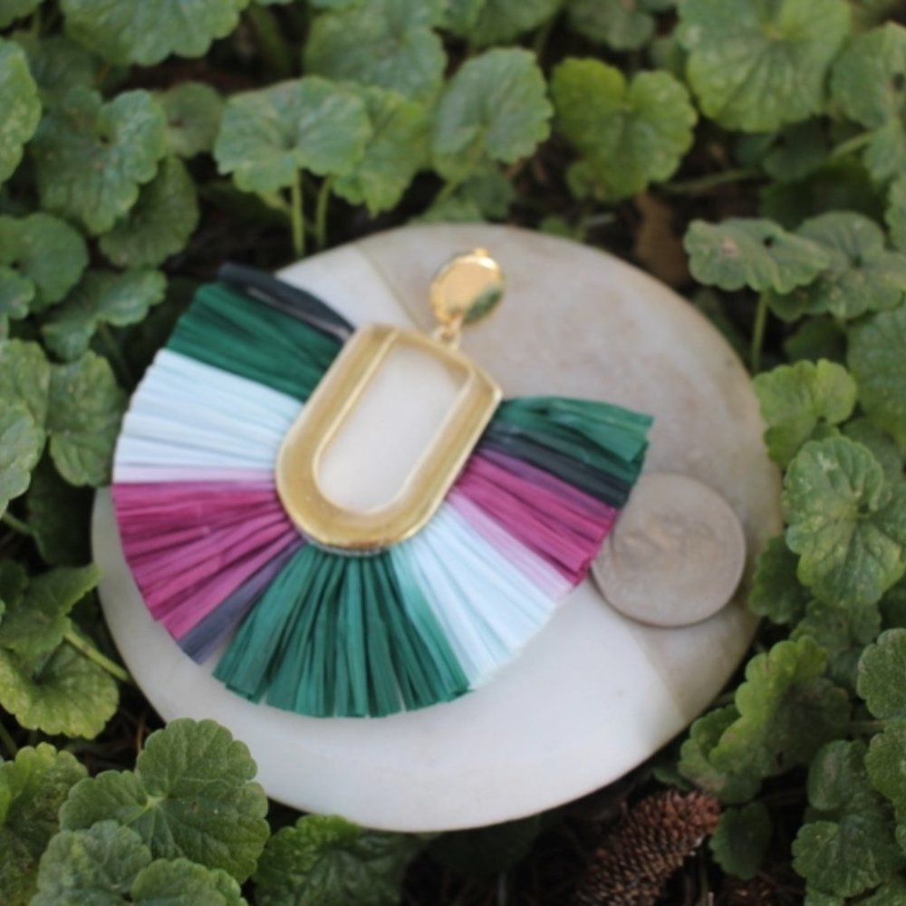 Anthropologie Multicolor Fan Earrings - Picture 4 of 11
